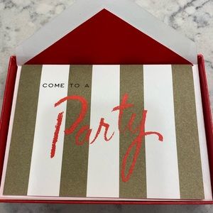 Kate Spade 10’Come to a Party Fold Over Invitations Crane & Co Stationary NWT